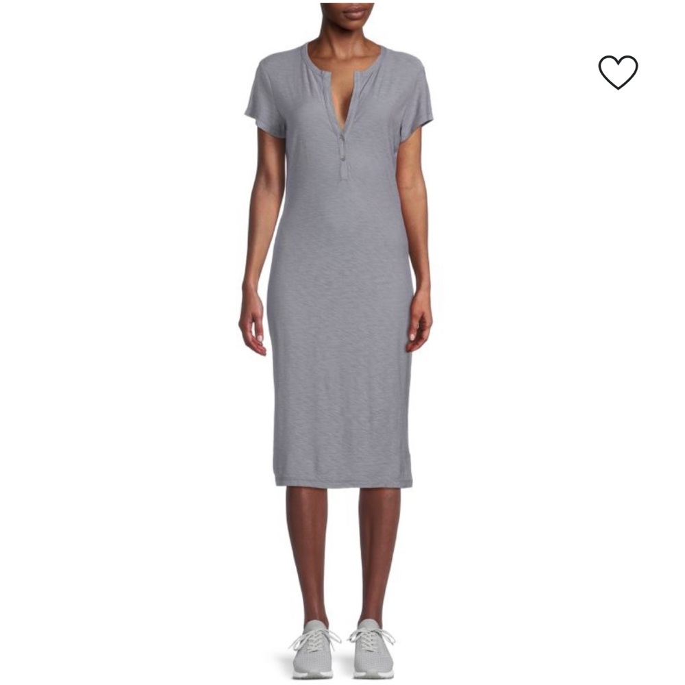 Standard James Perse Split-neck Shirt Dress Midi Gray